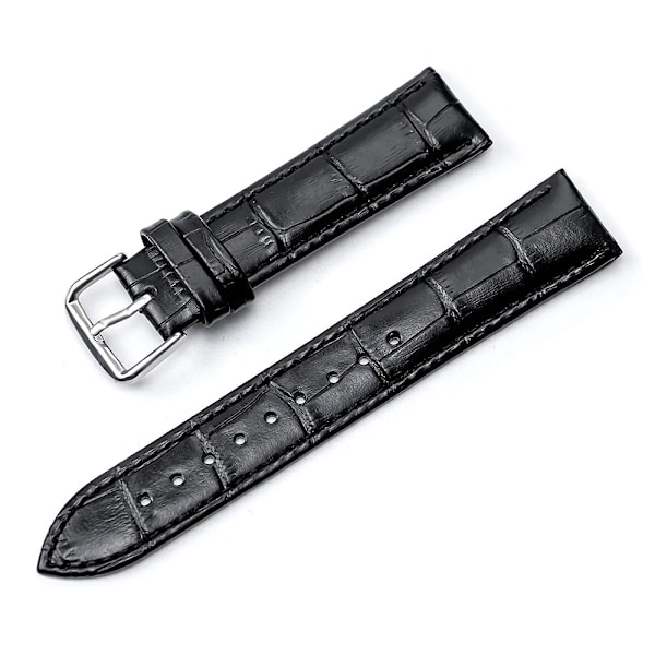 Elegant klockarmband i konstläder - Välj storlek / färg Black 22 mm