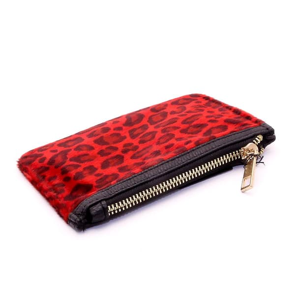 Damplånbok / Börs Coin Purse Soft Leopard - Röd Black