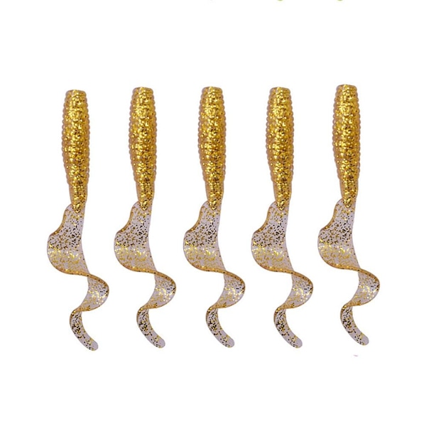 5-pack Jiggar Standard Curly Tail 55 mm - Flera färger Guld