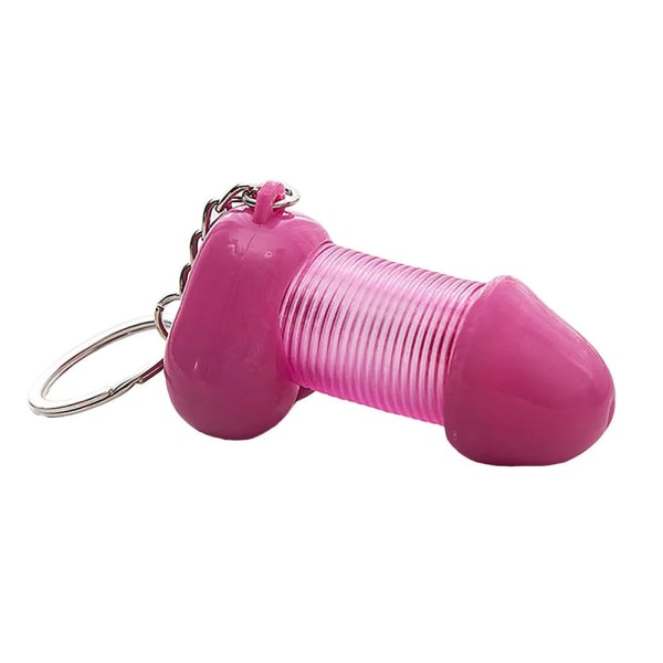 Morsom nøkkelring - Fjærende penis - Velg farge Pink