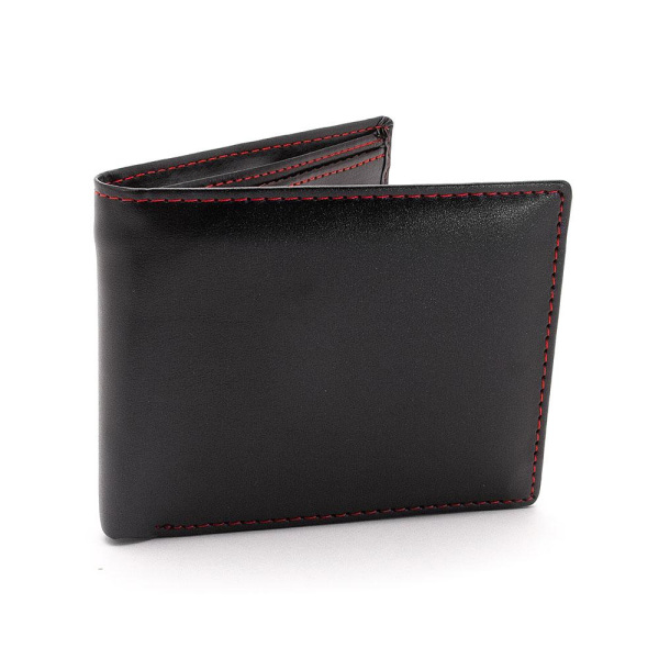 Stilren rymlig plånbok med röda stygn - Svart Röd