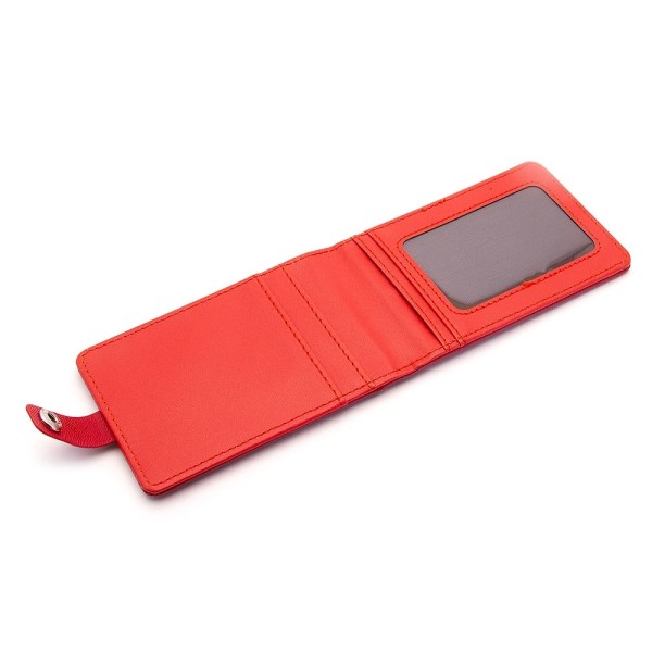 Sammenleggbar solid ID-holder / kortholder + lang stropp - Velg farge Red