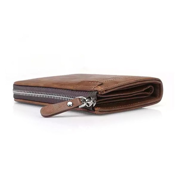 Smart lommebok med glidelås + myntrom - Velg farge Brown