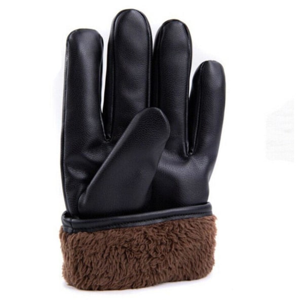 Klassiska handskar i konstläder - Svarta med vita sömmar Svart