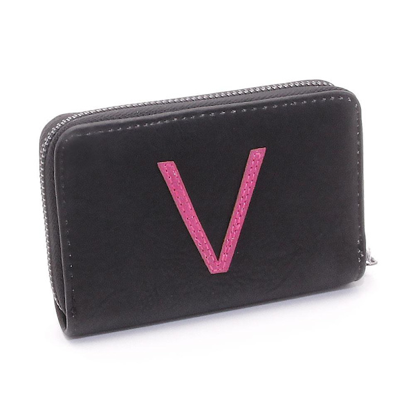 Damepung Zip Around Clutch Letter - Flere farver Black