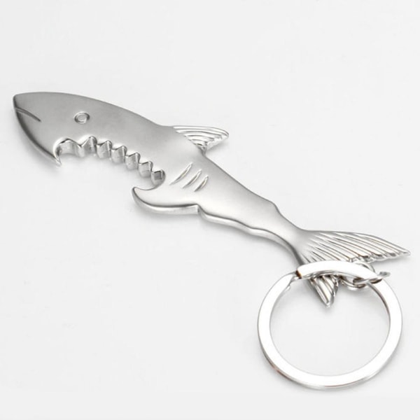 Nøkkelring - Flaskeåpner Shark Silver