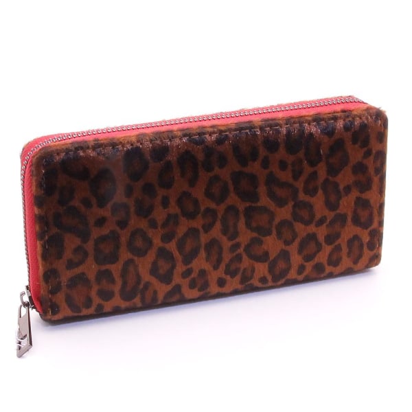 Steam Wallet Suuri Kytkin Leopard Tumma - Punainen Red