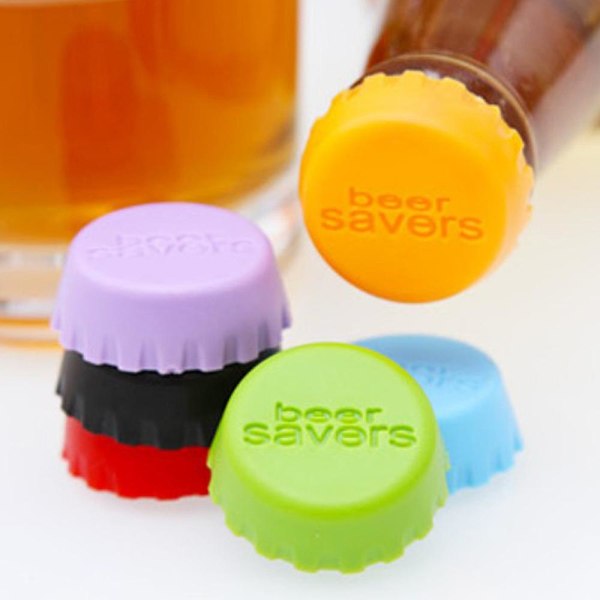Pullonkorkit silikonista 6 kpl - "Beer Saver" eri värejä