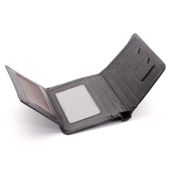 Pung Raw Trifold Vertikal Læder - Sort Black