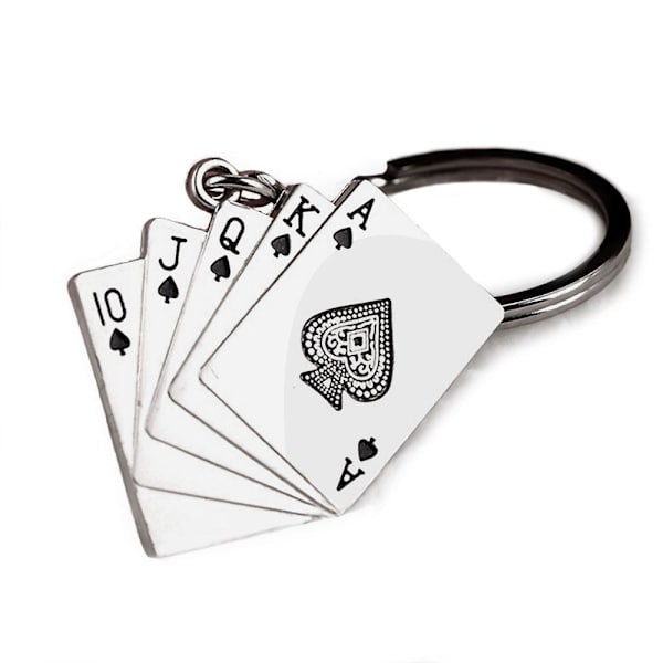 Sølvfarget nøkkelring i metall - Straight Flush