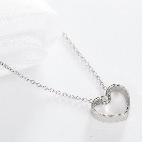 Halsband med hänge - "Heart Outline" Silver / Guld Guld