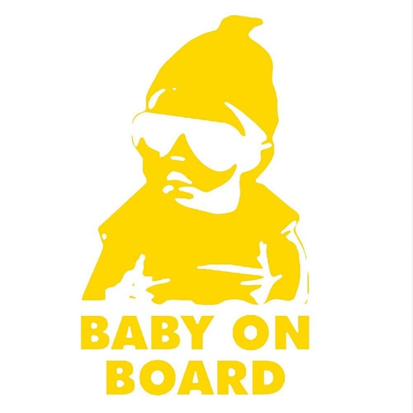 Dekal for bil - Baby on Board Yellow