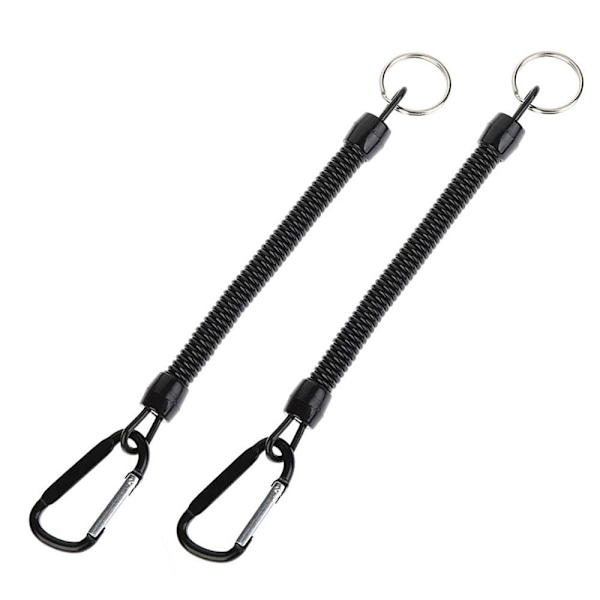 2-pak Nøkkelring - Elastisk snor med krok Black