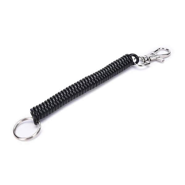 Nøglering - Elastisk kabel med metal krog - Sort Black