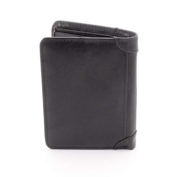 Lompakko Raw Trifold Vertical Leather - Musta Black