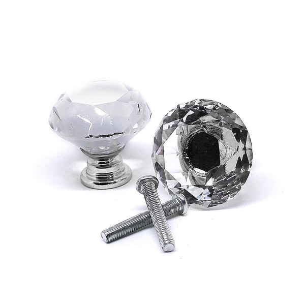 Knoppar 2-pack - Diamant / Kristall med silverfot Silver
