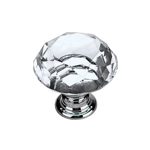 2 kpl nuppia - Timantti / Kristalli hopeoidulla jalalla 20 mm Silver