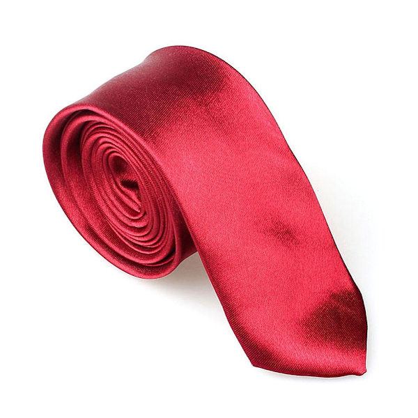 Smal / slank ensfarvet slips - Forskellige farver Wine red