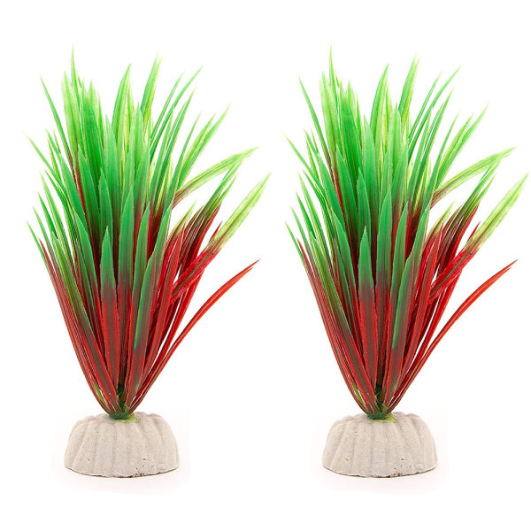 2-pakk Akvarieplante / innredningsakvarium - Seagrass Rød / Grønn Green