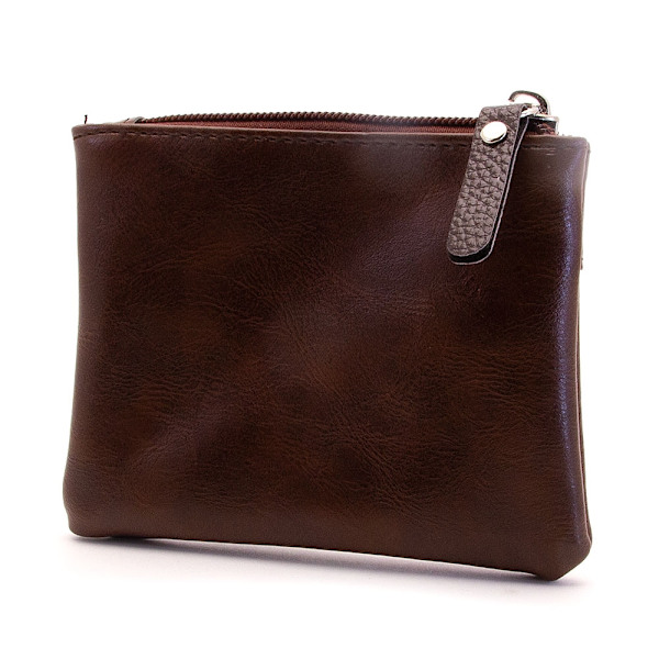 Rymlig börs / portmonnä med dragkedja - Välj färg Dark brown