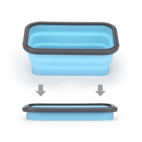 Ihopfällbar matlåda / förvaringslåda i silikon 800 ml - Flera fä Ljusblå