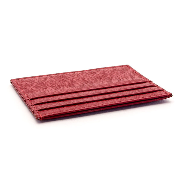 Stilrent smalt kortfodral / korthållare i äkta läder - Mörkröd Dark red