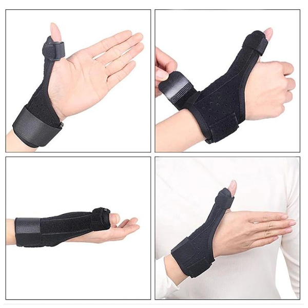 Stabil tommelfingerbeskyttelse / håndledsbeskyttelse med metalskinne og velcro Black