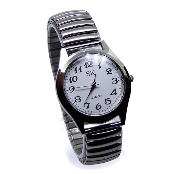 Klocka med elastiskt armband i stål - Svart / Vit Vit cc66 | Vit | Fyndiq