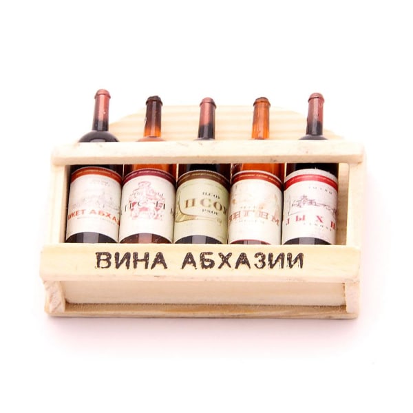 Kylskåpsmagnet - Vinflaskor i ställ Ruski multifärg