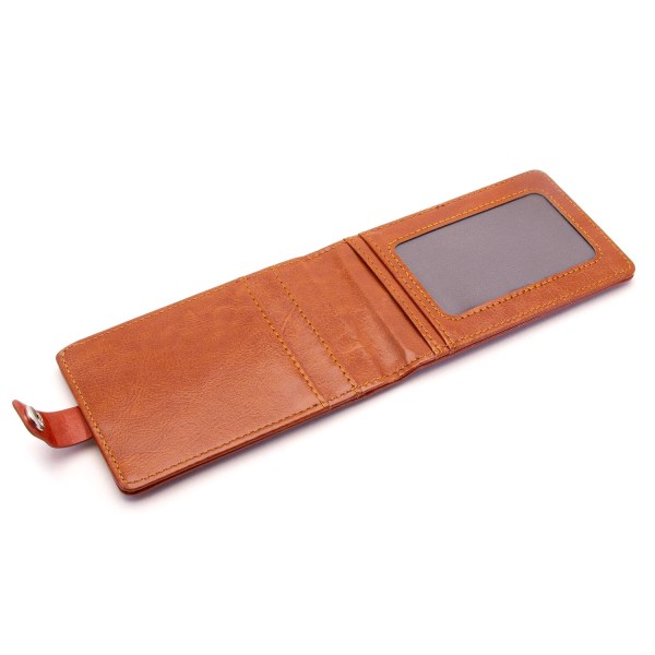 Sammenleggbar solid ID-holder / kortholder + lang stropp - Velg farge Brown