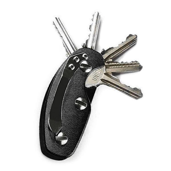 Tøff utfellbar nøkkelholder i metall - Svart Black