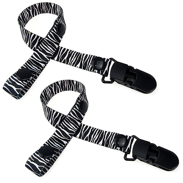 2-pack Napphållare / Nappklämma Ställbar längd - Välj mönster Zebra