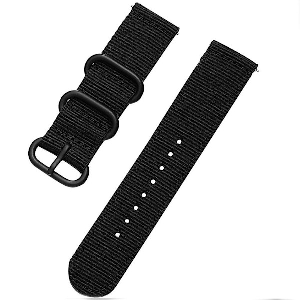 Klockarmband i nylon 20 mm - Flera färgval Svart