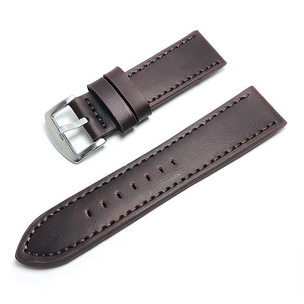 Klockarmband Läder Rejält 20 mm - Flera färger Dark brown