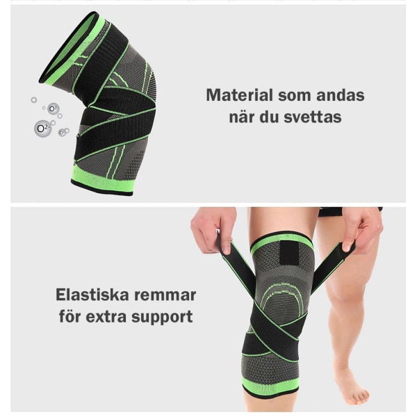 Stabiliserende knæbeskyttere med stropper - Flere størrelser Black XL