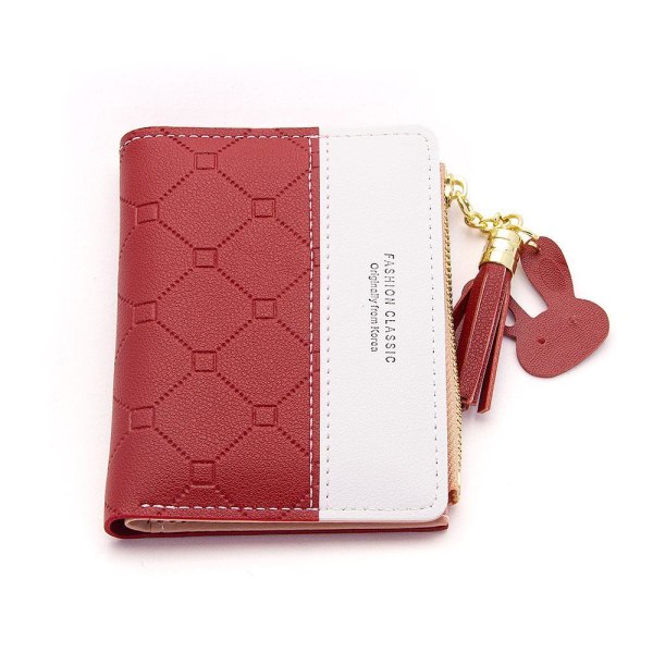 Elegant liten damelommebok Small Bifold Kawaii - Velg farge Red