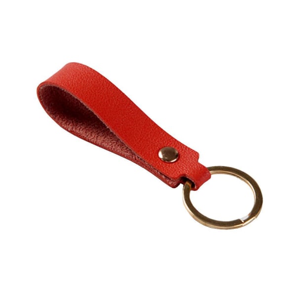 Nyckelring - Läderband i flera färger Röd
