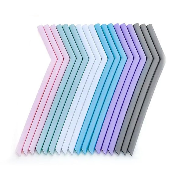 6-pak genanvendelige sugerør i silikone (seks farver) Multicolor