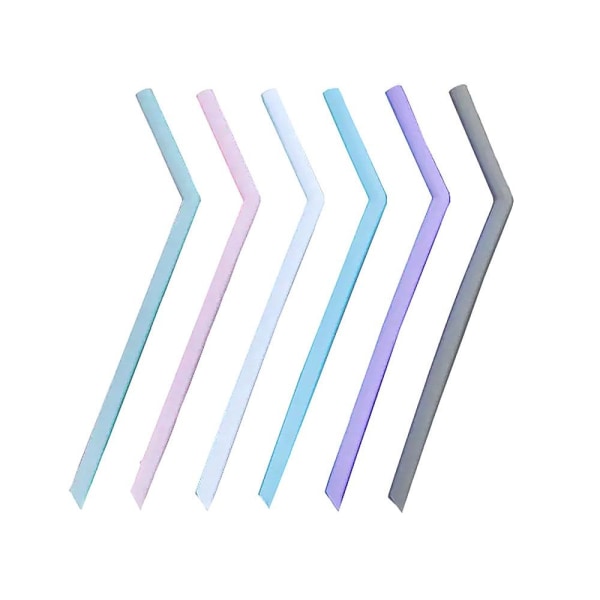 6-pak genanvendelige silikone sugerør (seks farver) Multicolor