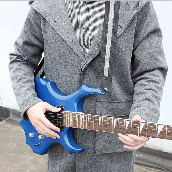 Gitarrem / axelband till gitarr i nylon - Välj färg grå