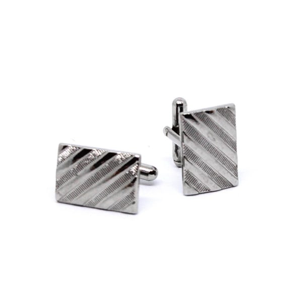 Manschettknappar Rectangle Striped - Guld / Silver Silver