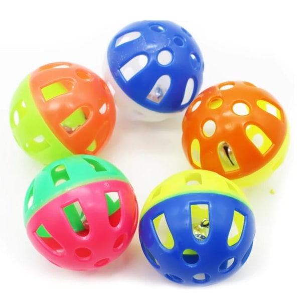 2-pak Kattelegetøj - Farverig bold med klokke