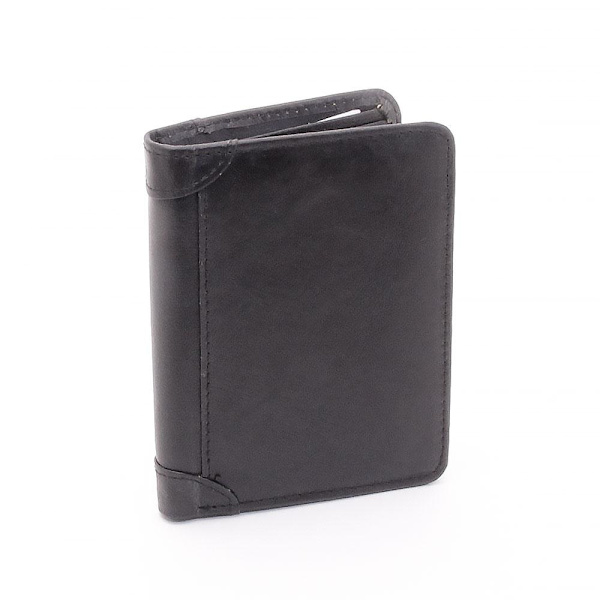 Pung Raw Trifold Vertikal Læder - Sort Black