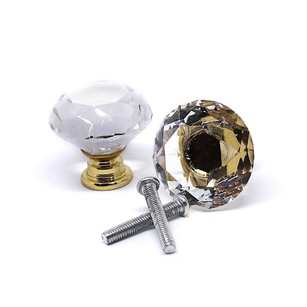 Knoppar 2-pack - Diamant / Kristall med guldfot Guld