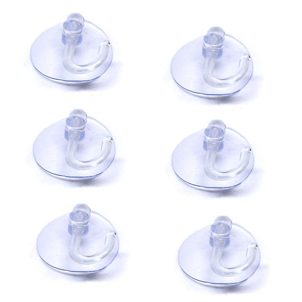 Selvklebende transparente kroker i plast 6-pakning Transparent