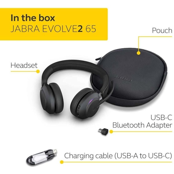 Jabra Evolve2 65 MS Trådlöst Headset USB-C - svart Svart