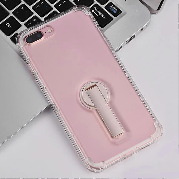 BOW Transparent Skyddande TPU Anti-fall Telefonfodral för iPhone 7 Plus Guldstativ