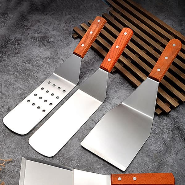 Spatel i rustfritt stål for teppanyaki, grilling, biff, pizza