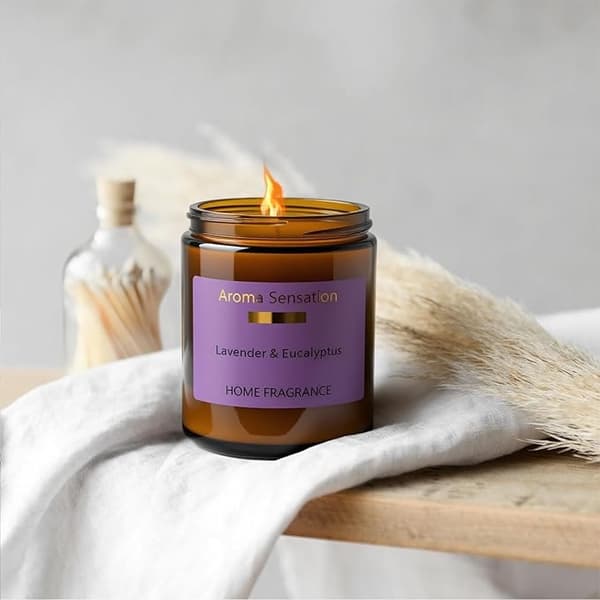 Lavendel Glas Duftlys. Damegave, aromaterapi rumduft. Naturlig soja, brænder op til 80 timer, 200g. Afslappende & langtidsholdbar.
