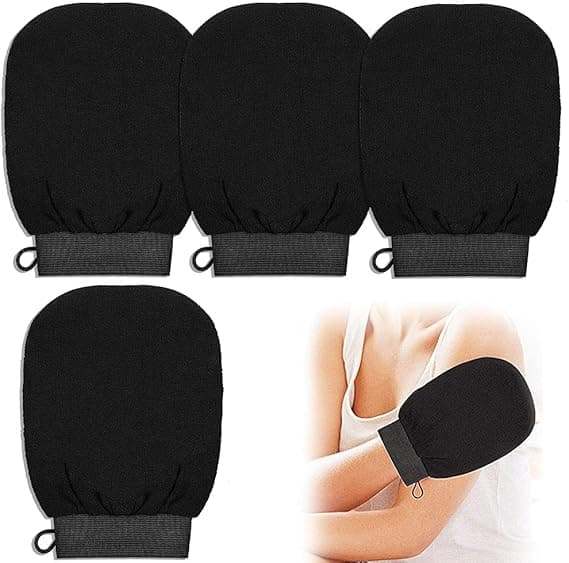 4-pak sorte eksfolierende handsker (unisex)